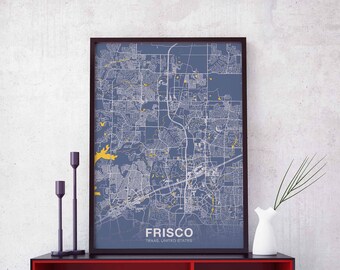 FRISCO Texas TX USA poster color Hometown City Print Modern Home Decor Office Decoration Wall Art Dorm Bedroom Gift