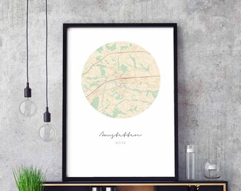 AMSTETTEN Austria map poster wall decor design modern minimal nordic travel bedroom home art vintage retro dorm nursery housewarming