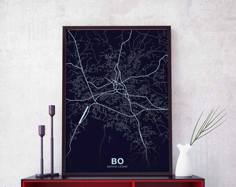 BO Sierra Leone map poster color Hometown City Print Modern Home Decor Office Decoration Wall Art Dorm Bedroom Gift
