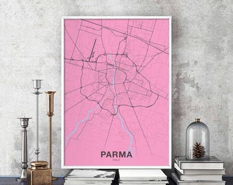 PARMA Italy map poster color Hometown City Print Modern Home Decor Office Decoration Wall Art Dorm Bedroom Gift