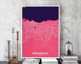 MANAGUA Nicaragua poster color Hometown City Print Modern Home Decor Office Decoration Wall Art Dorm Bedroom Gift