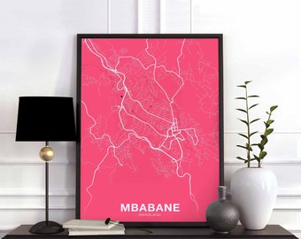 MBABANE Swaziland poster color Hometown City Print Modern Home Decor Office Decoration Wall Art Dorm Bedroom Gift