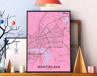 BRATISLAVA Slovakia poster color Hometown City Print Modern Home Decor Office Decoration Wall Art Dorm Bedroom Gift