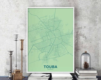 TOUBA Senegal map poster color Hometown City Print Modern Home Decor Office Decoration Wall Art Dorm Bedroom Gift