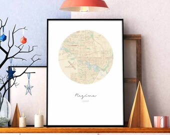 REGINA Canada map poster wall decor design modern minimal nordic travel bedroom home art vintage retro dorm nursery housewarming