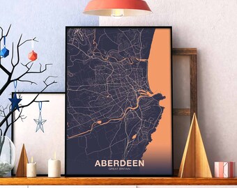 ABERDEEN Great Britain poster color Hometown City Print Modern Home Decor Office Decoration Wall Art Dorm Bedroom Gift