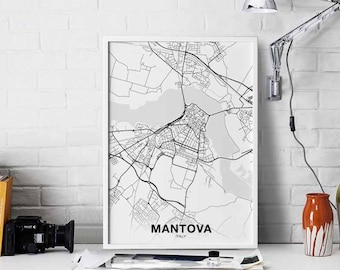 MANTOVA Italy map poster Hometown City Print Modern Home Decor Office Decoration Wall Art Dorm Bedroom Gift