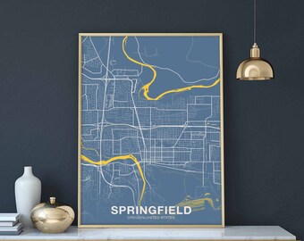 SPRINGFIELD Oregon OR USA poster color Hometown City Print Modern Home Decor Office Decoration Wall Art Dorm Bedroom Gift