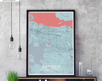 ANTIOCH California USA map poster black white Hometown City Print Modern Home Decor Office Decoration Wall Art Dorm Bedroom Gift