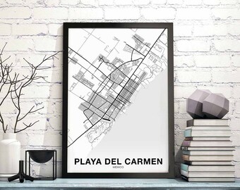 PLAYA DEL CARMEN Mexico map poster Hometown City Print Modern Home Decor Office Decoration Wall Art Dorm Bedroom Gift
