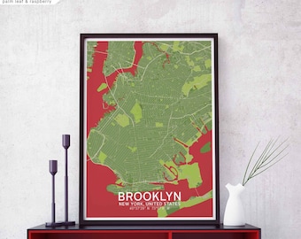 BROOKLYN New York USA map poster black white Hometown City Print Modern Home Decor Office Decoration Wall Art Dorm Bedroom Gift