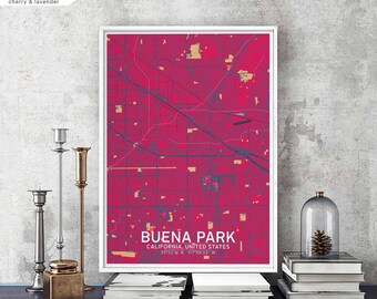 BUENA PARK California USA map poster black white Hometown City Print Modern Home Decor Office Decoration Wall Art Dorm Bedroom Gift