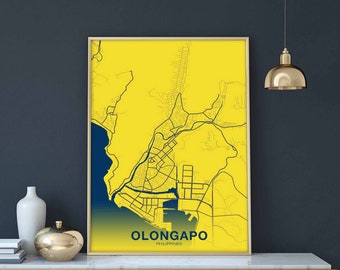 OLONGAPO Philippines map poster color Hometown City Print Modern Home Decor Office Decoration Wall Art Dorm Bedroom Gift