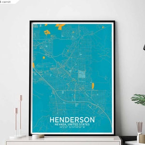 HENDERSON Nevada usa carte affiche noir blanc décoration murale design scandinave moderne minimal nordique pendaison de crémaillère voyage chambre