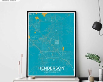 HENDERSON Nevada usa map poster black white wall decor design modern scandinavian minimal nordic housewarming travel bedroom