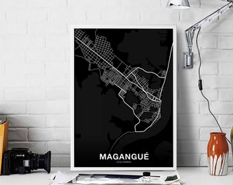 MAGANGUE Colombia map poster black white Hometown City Print Modern Home Decor Office Decoration Wall Art Dorm Bedroom Gift