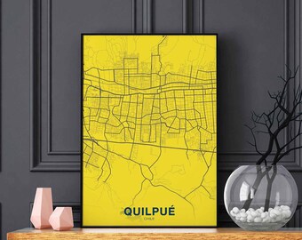 QUILPUE Chile map poster color Hometown City Print Modern Home Decor Office Decoration Wall Art Dorm Bedroom Gift