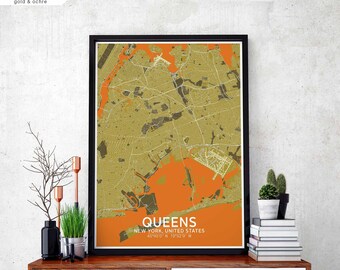 QUEENS New York USA map poster black white Hometown City Print Modern Home Decor Office Decoration Wall Art Dorm Bedroom Gift