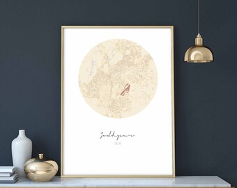 JODHPUR India map poster wall decor design modern minimal nordic travel bedroom home art vintage retro dorm nursery housewarming