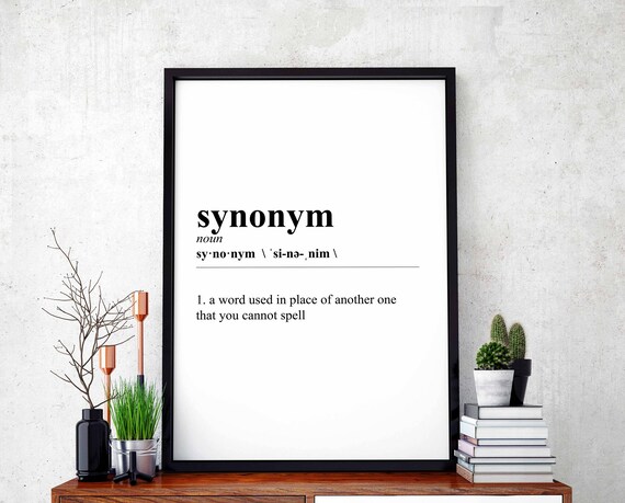 Synonym Funny Definition Black White Wall Decor Design Modern Etsy