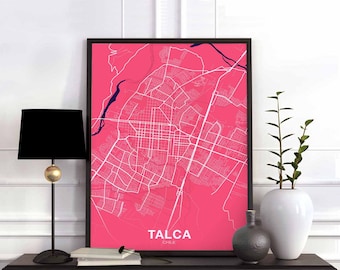 TALCA Chile map poster color Hometown City Print Modern Home Decor Office Decoration Wall Art Dorm Bedroom Gift
