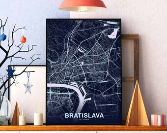 BRATISLAVA Slovakia poster color Hometown City Print Modern Home Decor Office Decoration Wall Art Dorm Bedroom Gift