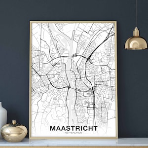 MAASTRICHT pays-bas carte affiche noir blanc ville natale ville impression moderne décor à la maison bureau décoration mur art dortoir chambre cadeau