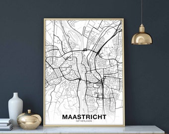 MAASTRICHT Netherlands map poster black white Hometown City Print Modern Home Decor Office Decoration Wall Art Dorm Bedroom Gift