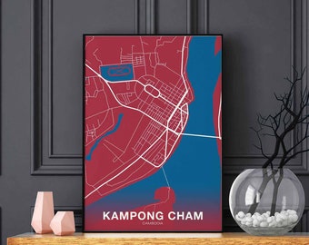 KAMPONG CHAM Cambodia poster color Hometown City Print Modern Home Decor Office Decoration Wall Art Dorm Bedroom Gift
