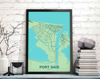 PORT SAID Egypt poster color Hometown City Print Modern Home Decor Office Decoration Wall Art Dorm Bedroom Gift