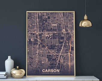CARSON California CA USA poster color Hometown City Print Modern Home Decor Office Decoration Wall Art Dorm Bedroom Gift