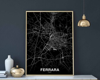 FERRARA Italy map poster black white Hometown City Print Modern Home Decor Office Decoration Wall Art Dorm Bedroom Gift