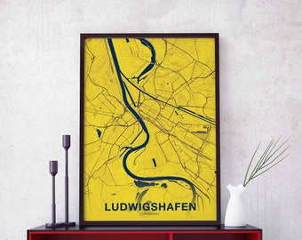 LUDWIGSHAFEN Germany poster color Hometown City Print Modern Home Decor Office Decoration Wall Art Dorm Bedroom Gift