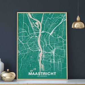 MAASTRICHT pays-bas carte affiche couleur ville natale ville impression moderne décor à la maison bureau décoration mur art dortoir chambre cadeau