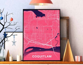 COQUITLAM Canada poster color Hometown City Print Modern Home Decor Office Decoration Wall Art Dorm Bedroom Gift