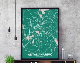 ANTANANARIVO Madagascar map poster color Hometown City Print Modern Home Decor Office Decoration Wall Art Dorm Bedroom Gift art