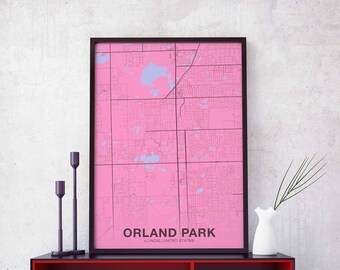 ORLAND PARK Illinois  IL usa poster color Hometown City Print Modern Home Decor Office Decoration Wall Art Dorm Bedroom Gift