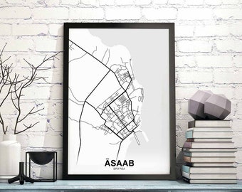 ASAAB Eritrea map poster black white Hometown City Print Modern Home Decor Office Decoration Wall Art Dorm Bedroom Gift