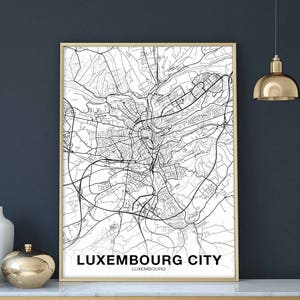 LUXEMBOURG VILLE carte affiche ville natale ville impression moderne décor à la maison bureau décoration mur art dortoir chambre cadeau