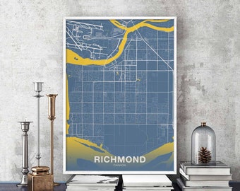 RICHMOND Canada poster color Hometown City Print Modern Home Decor Office Decoration Wall Art Dorm Bedroom Gift