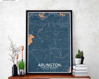 ARLINGTON Texas USA map poster black white Hometown City Print Modern Home Decor Office Decoration Wall Art Dorm Bedroom Gift