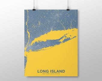 LONG ISLAND NY us map poster color Hometown City Print Modern Home Decor Office Decoration Wall Art Dorm Bedroom Gift