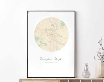 SANSKI MOST Bosnia Herzegovina map poster wall decor design modern minimal nordic travel bedroom home art vintage retro dorm nursery