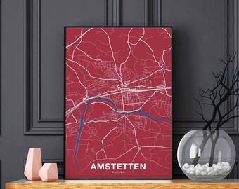 AMSTETTEN Austria poster color Hometown City Print Modern Home Decor Office Decoration Wall Art Dorm Bedroom Gift