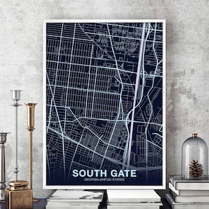 Póster de SOUTH GATE Georgia GA usa en color, ciudad natal, impresión moderna, decoración del hogar, oficina, arte de pared, dormitorio, regalo