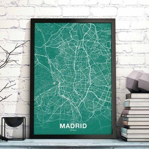 MADRID Spanien Karte Poster Farben Heimatstadt Stadt Druck Modernes Wohnkultur Büro Dekoration Wand Kunst Wohnheim Schlafzimmer Geschenk