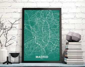 MADRID Spain map poster colors Hometown City Print Modern Home Decor Office Decoration Wall Art Dorm Bedroom Gift