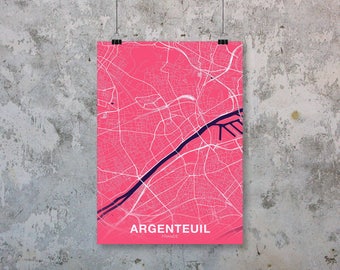 ARGENTEUIL France map poster colors Hometown City Print Modern Home Decor Office Decoration Wall Art Dorm Bedroom Gift