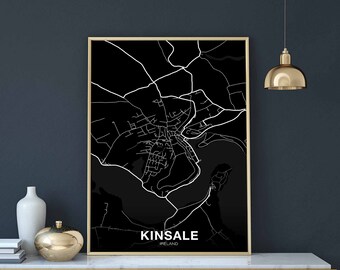 KINSALE Ireland map poster black white Hometown City Print Modern Home Decor Office Decoration Wall Art Dorm Bedroom Gift