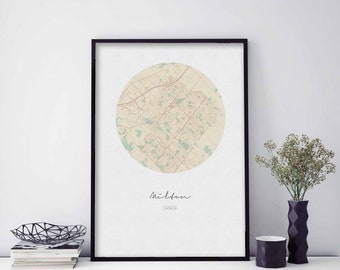MILTON Canada map poster wall decor design modern minimal nordic travel bedroom home art vintage retro dorm nursery housewarming